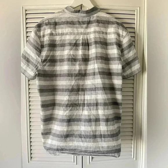 Lucky Brand Men’s Gray & White Striped Linen Shirt SZ XXL - Picture 6 of 8